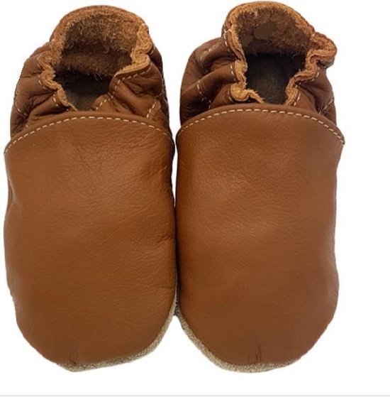 Leren baby slofjes – bruin maat m