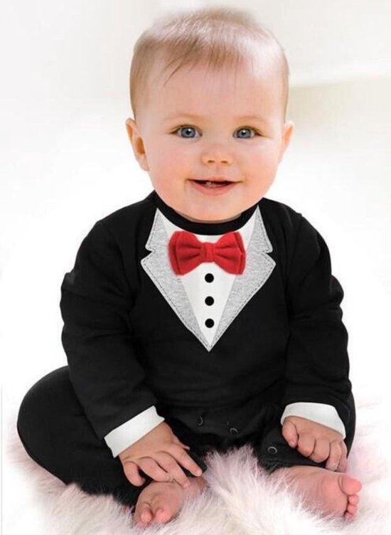 Budino Kerstpakje Baby Kerstkleding Onesie Romper - Zwart - 9 mnd