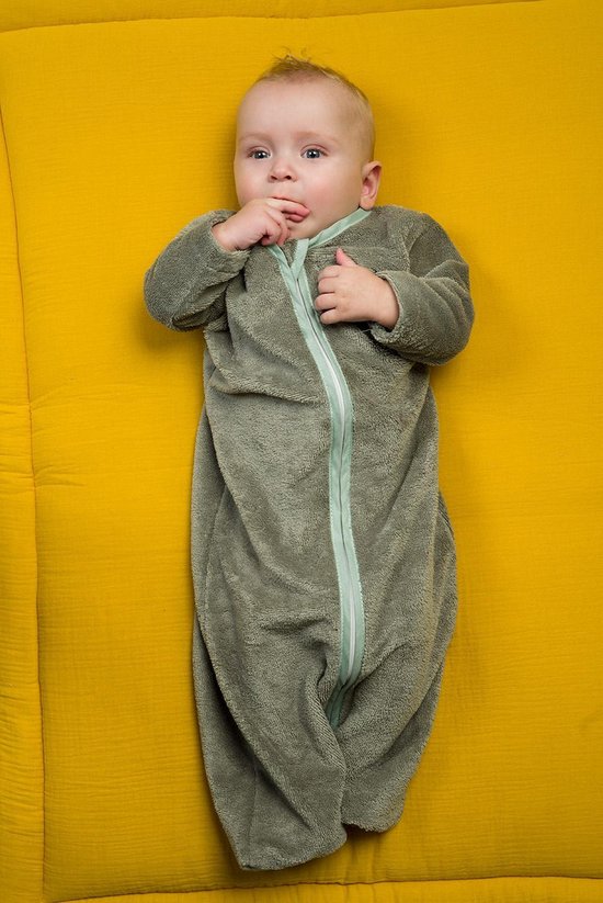Cottonbaby Bamboe Baby Slaapzak met mouw - 110 cm - oudgroen