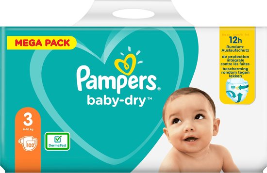 Pampers Baby Dry Luiers Maat 3 - 102 Luiers Voordeelverpakking