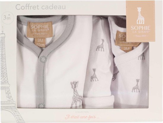 Sophie de giraf babykleding giftbox inclusief boxpakje mutsje en rompertje