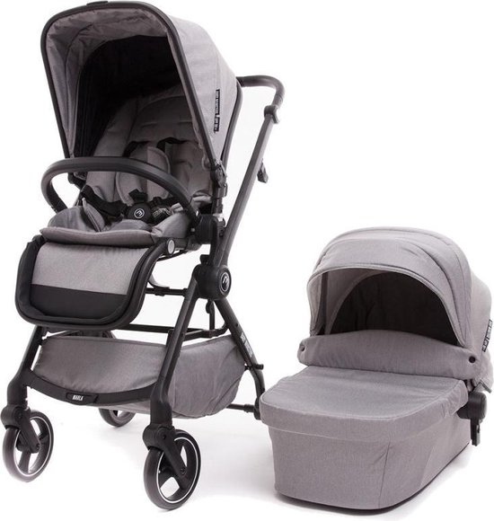 Baby Monsters Kinderwagen Met Reiswieg Marla Duo Grijs/zwart