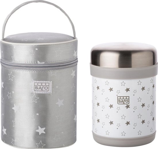 Saro Thermoskan Voor Babyvoeding Met Tas 900 Ml Wit