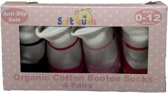 Soft Touch Babysokken Antislip In Cadeauverpakking Meisjes 0-12 Maanden 4-delig
