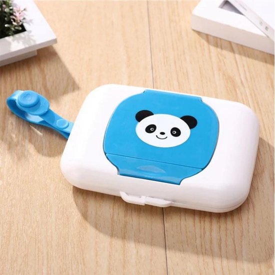 Baby doekjes houder / Natte, papieren handdoek doos / blauwe panda box, billen doekjes + 1 pak Zwitsal billendoekjes