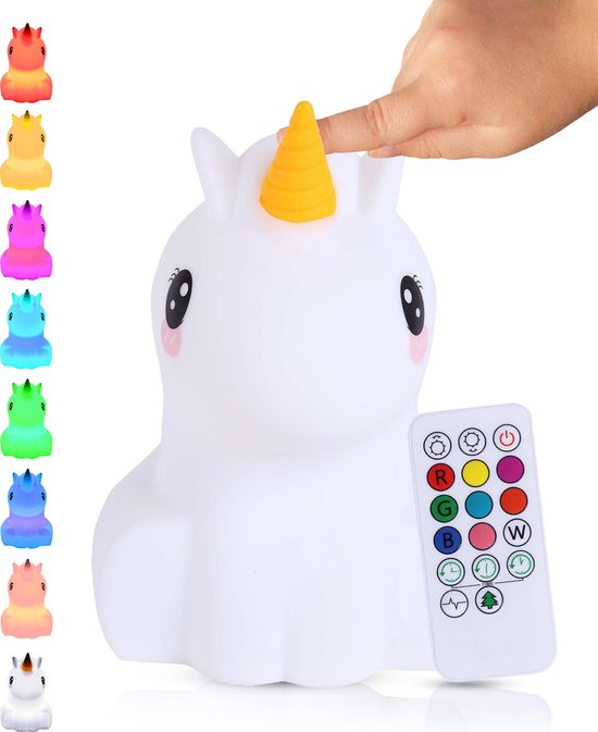 Kadoing® Eenhoorn Nachtlamp - Met TAP-ON & Afstandsbediening - LED Lamp Oplaadbaar - Tafellamp - Baby - Kinderen - Babyshower - Babykamer - Kinderkamer – Slaapkamer