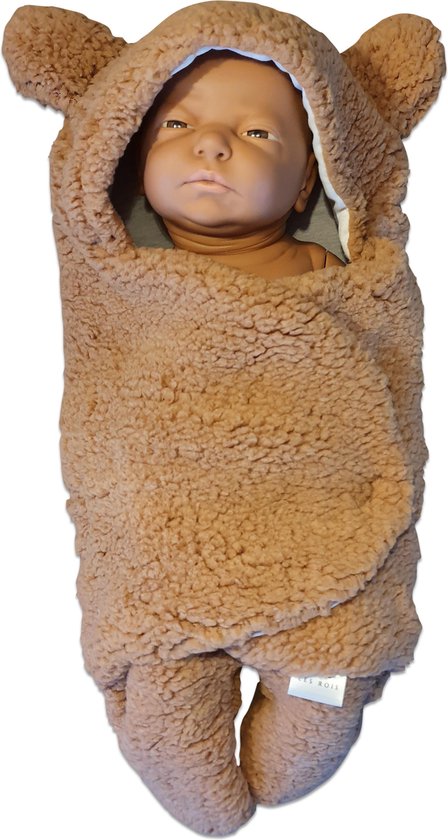 Babyslaapzak  - Wikkeldeken -  Kraamcadeau - Teddybeer - Bruin