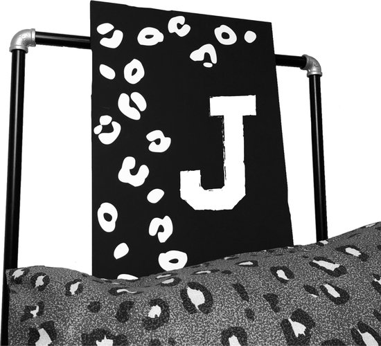 Leopard tekstbord met letter voornaam-leuk voor op een kinderkamer-letter J