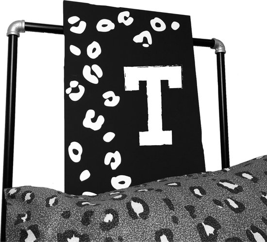 Leopard tekstbord met letter voornaam-leuk voor op een kinderkamer-letter T