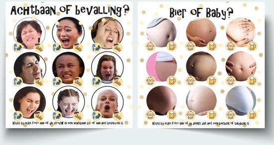 Babyshower spel “Bier of Baby” & “Achtbaan of bevalling” - babyshower invulkaarten