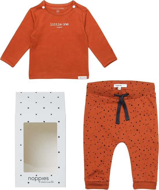Noppies Cadeauset (2delig) Biologische Kleding Ginger stip effen shirt - Maat 56