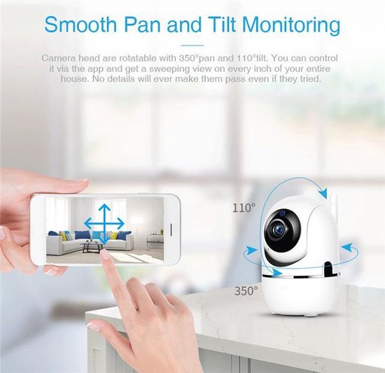 Babyfoon Camera, WiFi Security Camera, Motion en Geluid Detectie, Nachtvisie, iOS en Android App Besturing, SD Card en Cloud Storage, Draadloze Beveiligingscamera