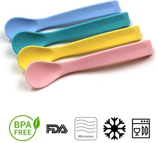 HI NATURE™ Baby lepeltjes - Siliconen lepels - BPA vrij eetlepel - Babybestek met zachte boord