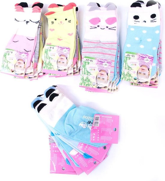 Comfortabele babysokken 5 paar kindersokken met antisliplaag - 6-12 maanden