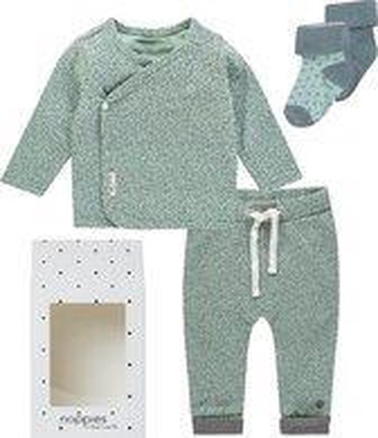 Noppies Unisex Cadeauset(4delig) Sokjes, Shirt en Broekje Mint Grijs - Maat 44