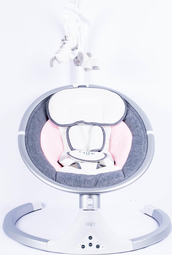 Blij'r Derk Plus - baby schommelstoeltje met bluetooth en zonnekap met klamboe - Roze