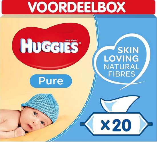 Huggies Pure Billendoekjes voordeelbox 20 x 56 babydoekjes