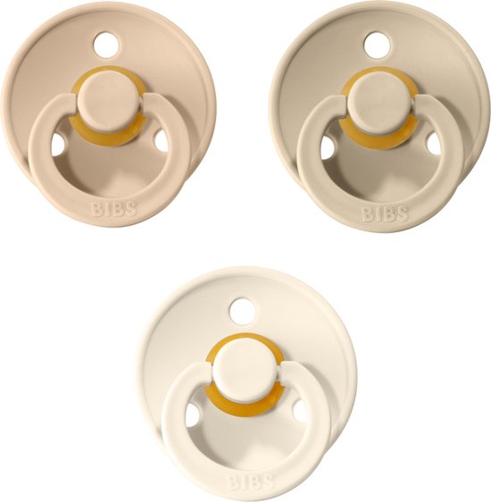 Bibs fopspeen 0-6 maanden|Set 3 Stuks|Vanilla, Ivory, Sand|Maat 1|T1