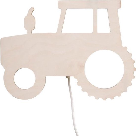 Wandlamp kinderkamer, babykamer Trekker - Multiplex houten lampje voor aan de muur Tractor
