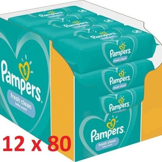 Pampers Billendoekjes Fresh Clean 12 x 80 Stuks Voordeelverpakking