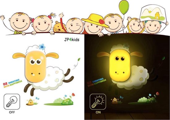 Kinder nachtlamp - Baby nachtlampje - Kinder lampje - Baby lampje - Schaap lamp - stickers - LED nachtlamp - Warm geel licht