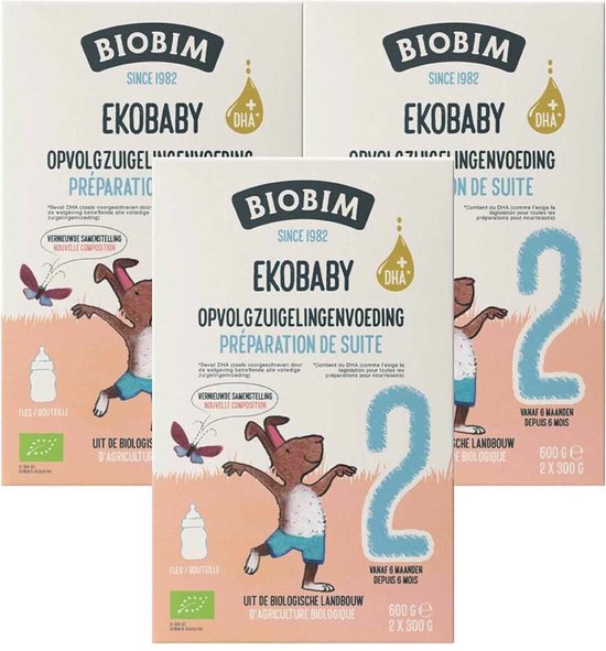 3x Biobim Zuigelingenvoeding Ekobaby 2 6+ mnd 600 g