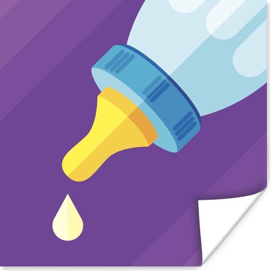 Poster - een babyfles met een druppel melk - 30x30 cm