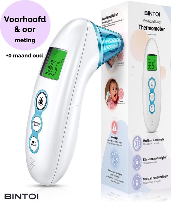 Bintoi® X100 - Digitale Infrarood Oorthermometer - Thermometer Voorhoofd - Temperatuurmeter - Koortsthermometer voor volwassenen en baby's