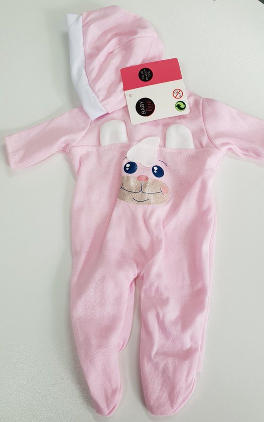 baby rose ,roze pakje met voetjes en mutsje