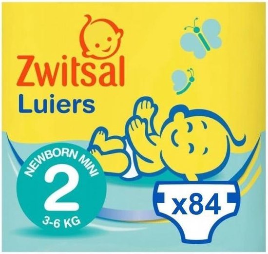 Zwitsal Luiers - Newborn Mini Maat 2 - 84 Luiers - Voordeelverpakking