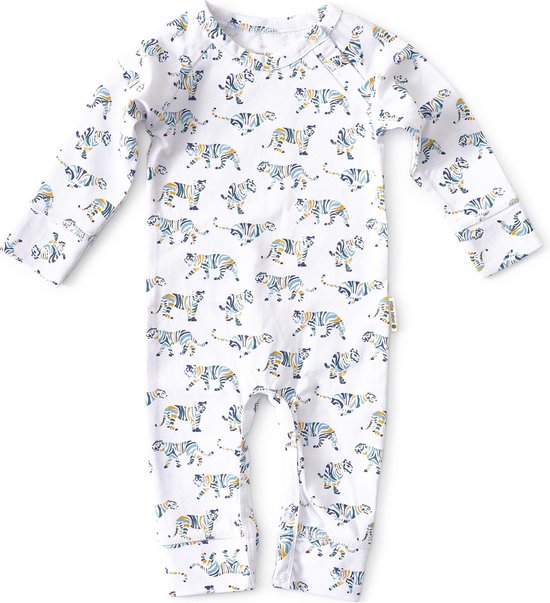 Little Label - babypakje - tijgers blauw, geel - maat 56 - bio katoen