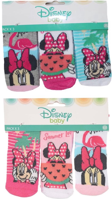 6 paar Minnie Mouse BABY sokjes maat 0/6 maanden