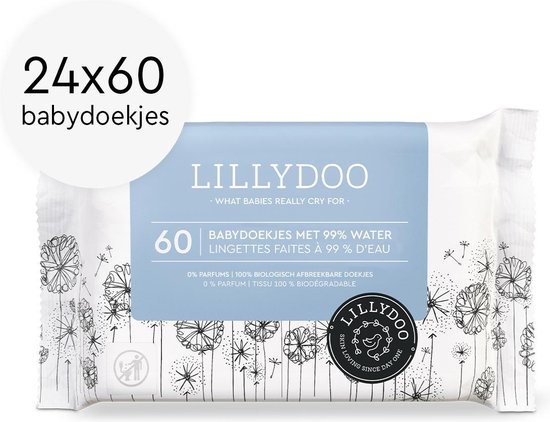 LILLYDOO Babydoekjes met 99% water - 1440 billendoekjes (24x60)