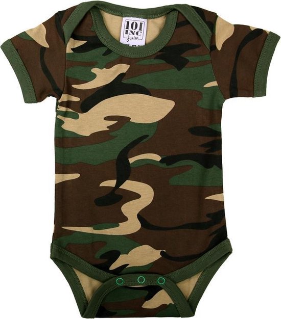 Romper Baby camouflage woodland met korte mouw-62/68