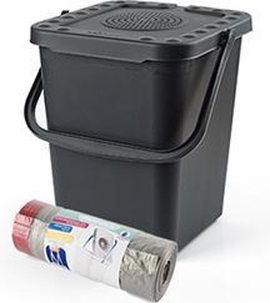 Nuvola luieremmer antraciet - incl. 1 rol roze luier afvalzakken 50 stuks - 10 liter