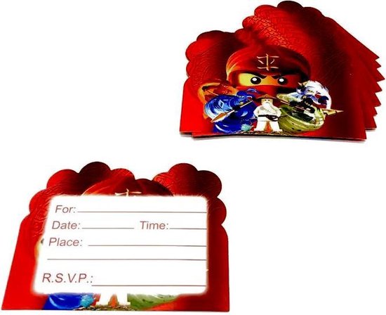 ProductGoods - 10 Stuks Verjaardag Uitnodigingskaartjes Lego NinJaGo2 - Uitnodigingskaarten Lego Ninjago - Verjaardagsfeest - Themafeest - Kinderfeestje - Invulbaar - LegoNinjago - Kinderen