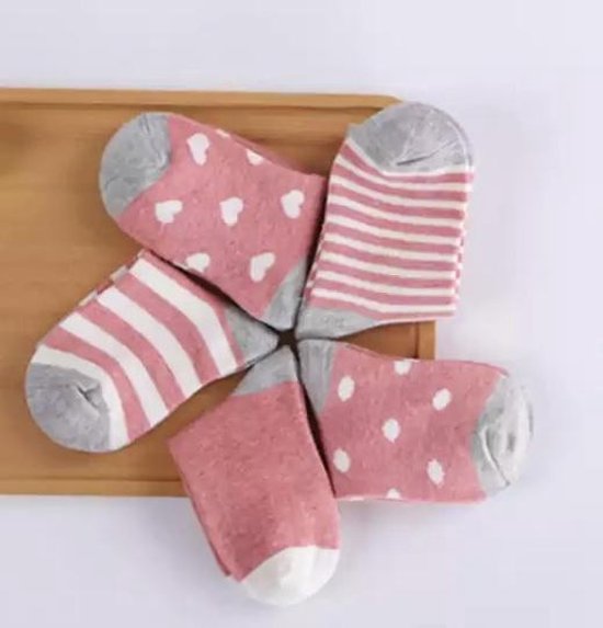 5 paar New born Baby sokken - set babysokjes - 0-6 maanden - rode babysokken - multipack