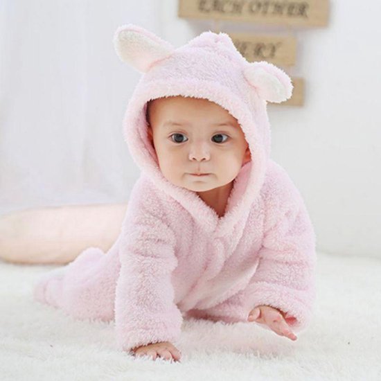 Budino Baby Pyjama Romper Onesie Beer - Roze - 6 mnd