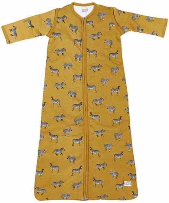 Meyco Zebra Animal babyslaapzak met afritsbare mouw gevoerd - 110 cm - Honey Gold