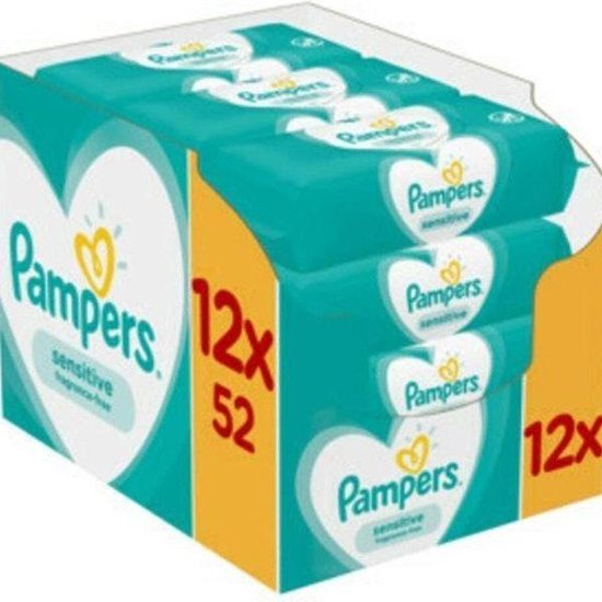 Pampers Sensitive Billendoekje 12 x 52 stuks Voordeelverpakking