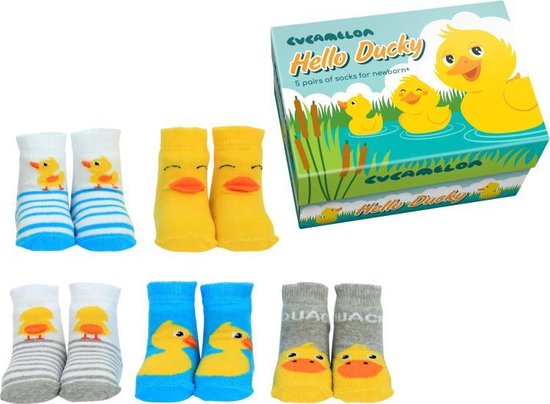 Eend Babysokjes in Cadeaudoos - Hello Ducky - 0-12 maand