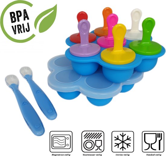 Southland Babyvoeding Bewaarbakjes met Siliconen Lepeltjes – BPA-vrij – Babyvoeding Diepvriesbakje – Moedermelk Bewaren – Ijsstokjes