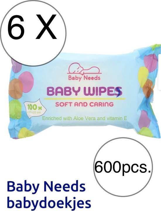 6 X 100 pcs. baby wipes baby doekjes vochtige billen doekjes 600pcs. vitamin E & aloe vera