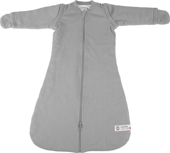 Lodger Babyslaapzak Winter 0-4 maanden - Hopper Rib - 3,3 TOG - Afritsbare Mouwen - Gemakkelijk Verschonen - Deelbare Rits - Grijs - 50/62