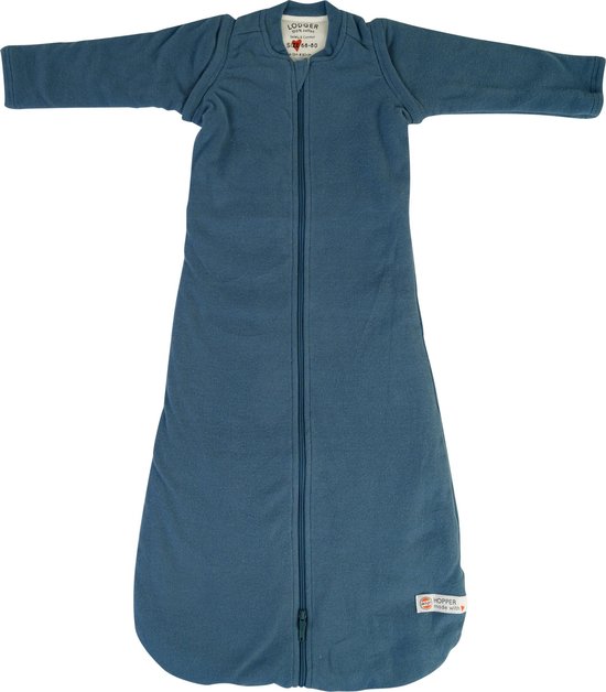 Lodger Baby Slaapzak Met Mouwen 4-12 maanden - Hopper Rib - 3,3 TOG - Afritsbare Mouwen - Gemakkelijk Verschonen - Deelbare Rits - Blauw - 68/80