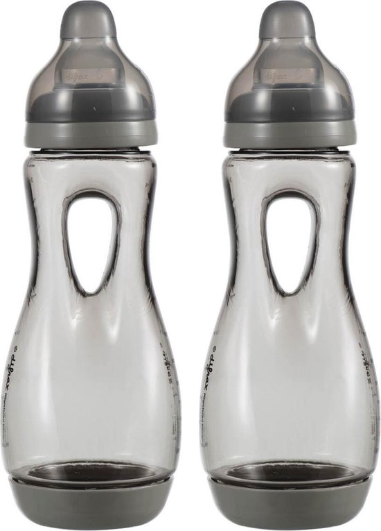 Difrax Anti-Colic Handgreep Babyfles Natural - 240 ml - Donkerblauw/Evening - 2 stuks