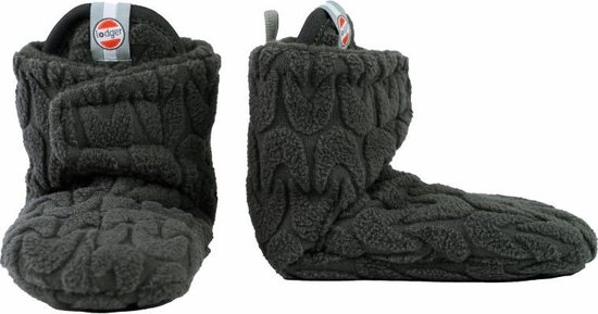 Lodger Baby Sloffen maat 18 - Slipper Empire - 2-Laags Fleece - Unisex - 6-12 maanden - Klittenbandsluiting - Antislip - Antraciet