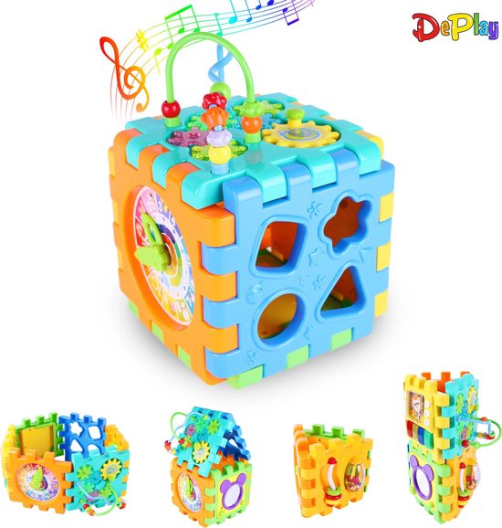 DePlay 6-in-1 Activiteiten Kubus - Activity Center Baby - Activity Center - Baby Speelgoed - Kinder Speelgoed - Educatief Speelgoed - Blokkendoos - Piano - Rammelaar - Disney -  Mickey Mouse - Spiegel  - 6 Speelvlakken Loskoppelen – Leren Klokkijken