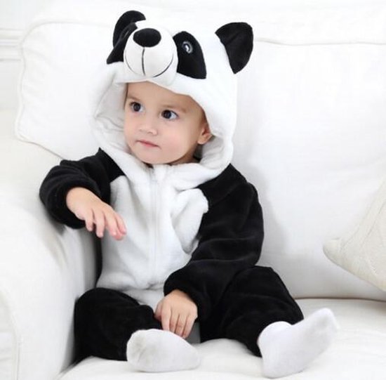 Budino Baby Romper Pyjama Onesie Pandabeer Dier - Wit Zwart - maat 80