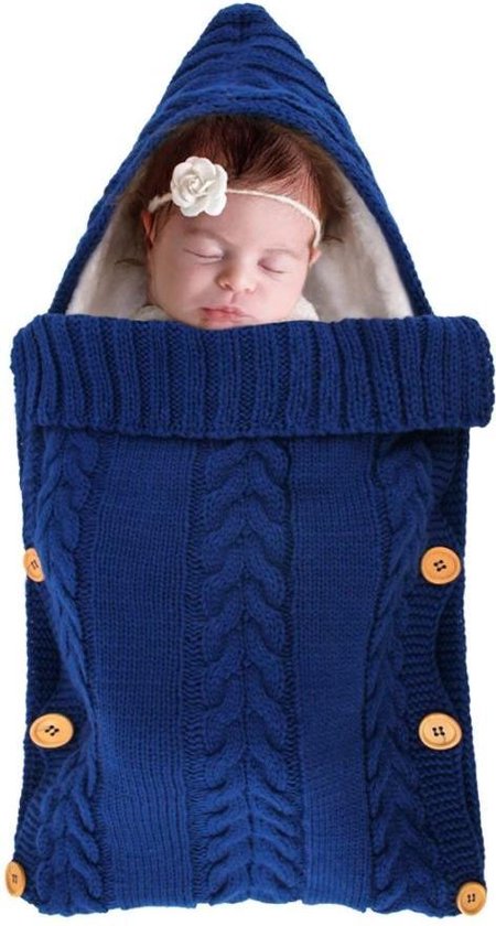 BonBini's® baby slaapzak - baby voetenzak -Baby Wandelwagen slaapzak, babydekentje met knopen - 75 x 35 cm - 0-3 maanden - Dark Blue